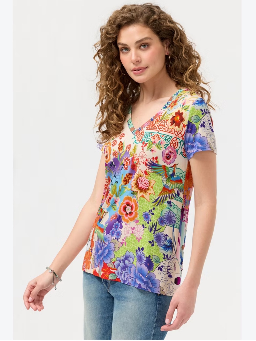 Johnny Was the Janie Favorite Short Sleeve V-Neck Tee McDreamer Size Small NWT